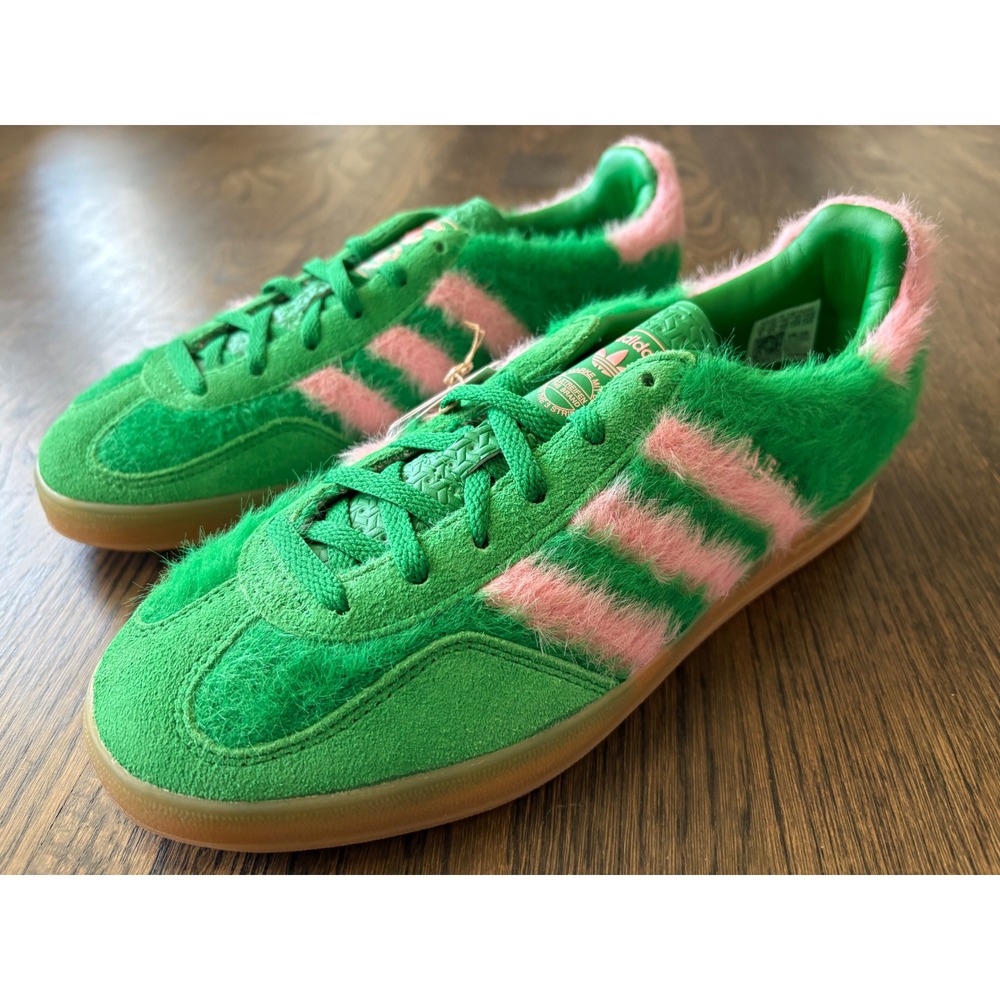 Adidas Gazelle Indoor W Women's Size 8 Green Pink Faux Fur Sneakers JP8342